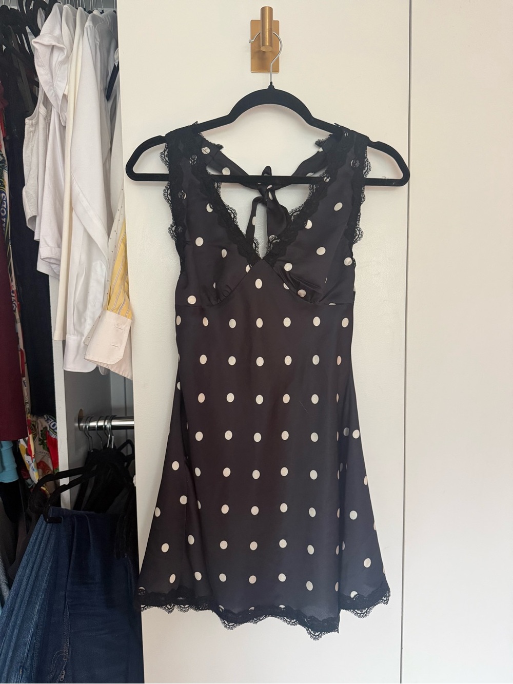 Lioness Black Polka Dot Halter Dress, Size M - Picture 2 of 4